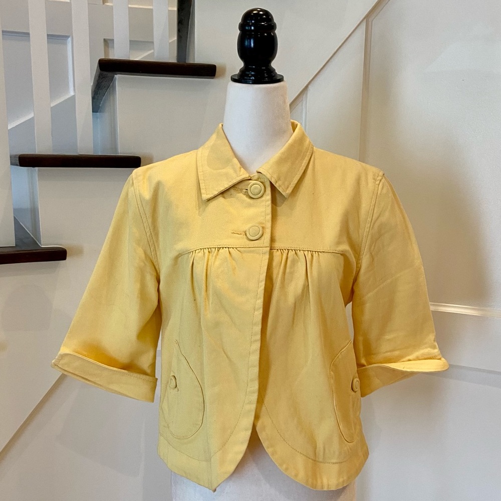 Yellow Cropped Denim Jacket